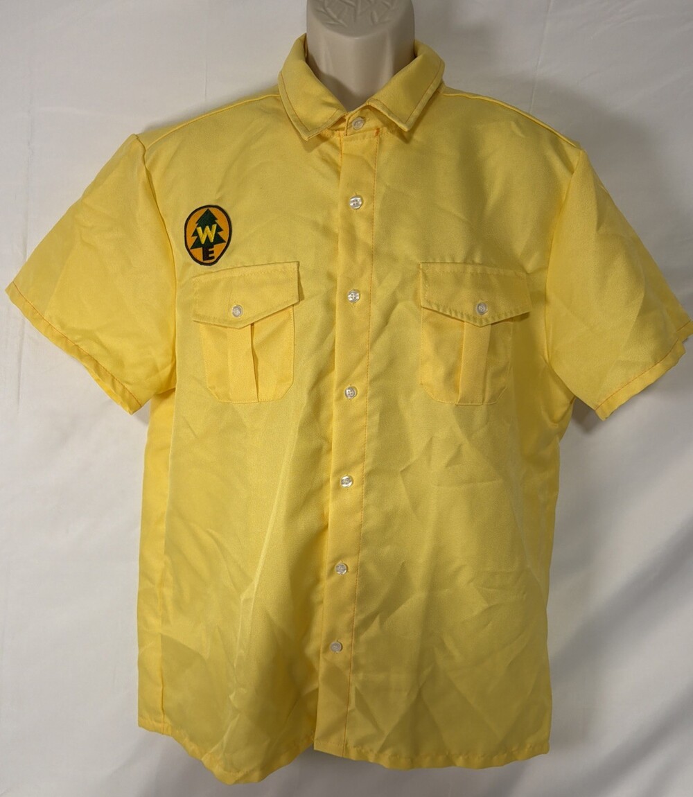 Disney Pixar UP L Yellow Button Up Front Wilderness Explorer Mens Scout Patch